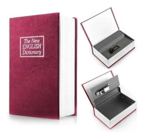 Mini caja fuerte de libro de simulación, caja fuerte de libro oculto,  diccionario de contraseña, caja de almacenamiento de contraseña, libro de